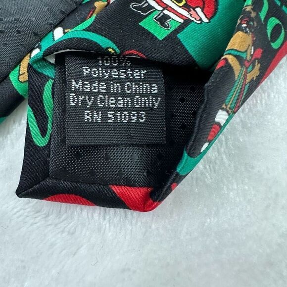 Ho Ho Ho Wacky Fun Christmas Neck Tie Black Red Green Ugly Sweater Party Penguin - Picture 4 of 6